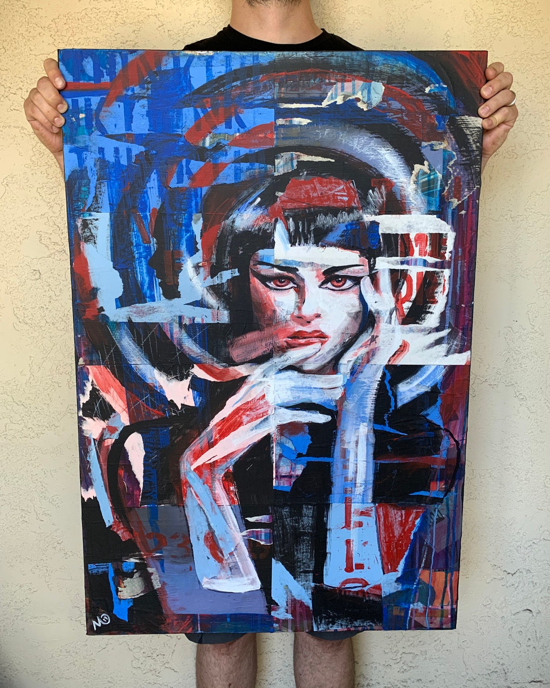 Think 18x24 Mixed Media Original Portrait Painting on Etsy