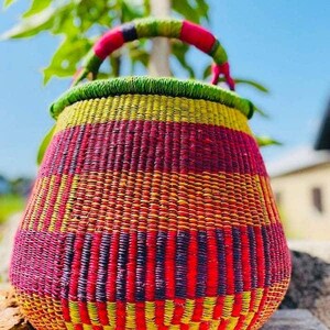 アフリカンバスケット、手編みバスケット、収納バスケット