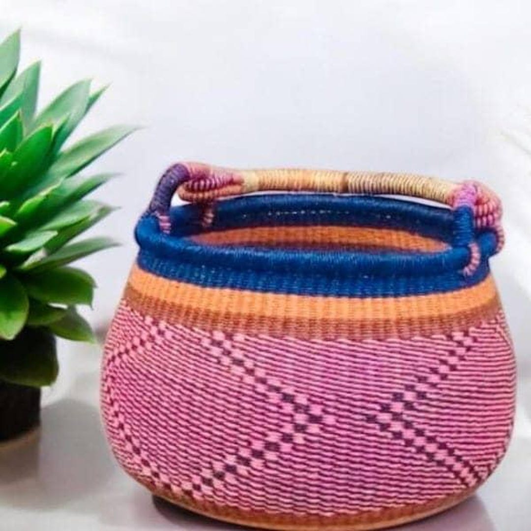 アフリカンバスケット、手編みバスケット、収納バスケット