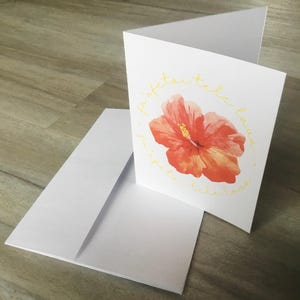 SAMOANISCHE GRUSSKARTE A2 Größe Fa'afetai Tele Lava Pink Hibiskus Enthält maßgeschneiderte Umschläge mit polynesischem Design im Inneren