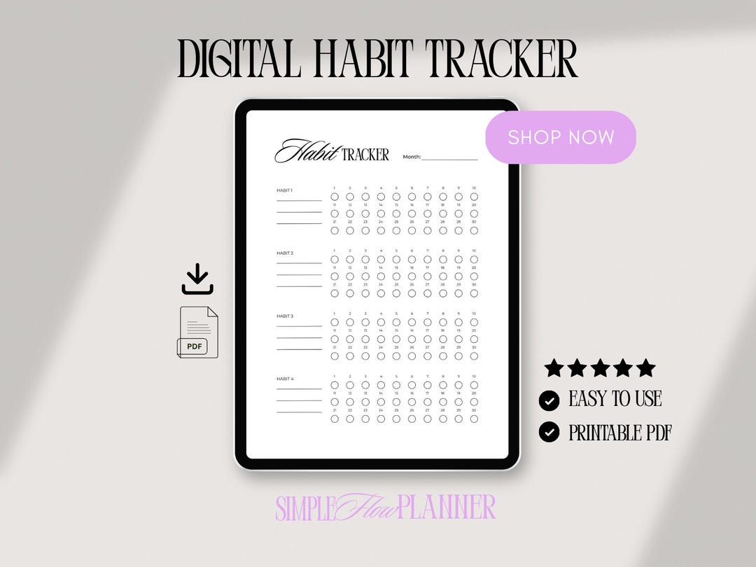 Minimal Habit Tracker Printable, Daily Habit Tracker PDF, Habit Builder ...