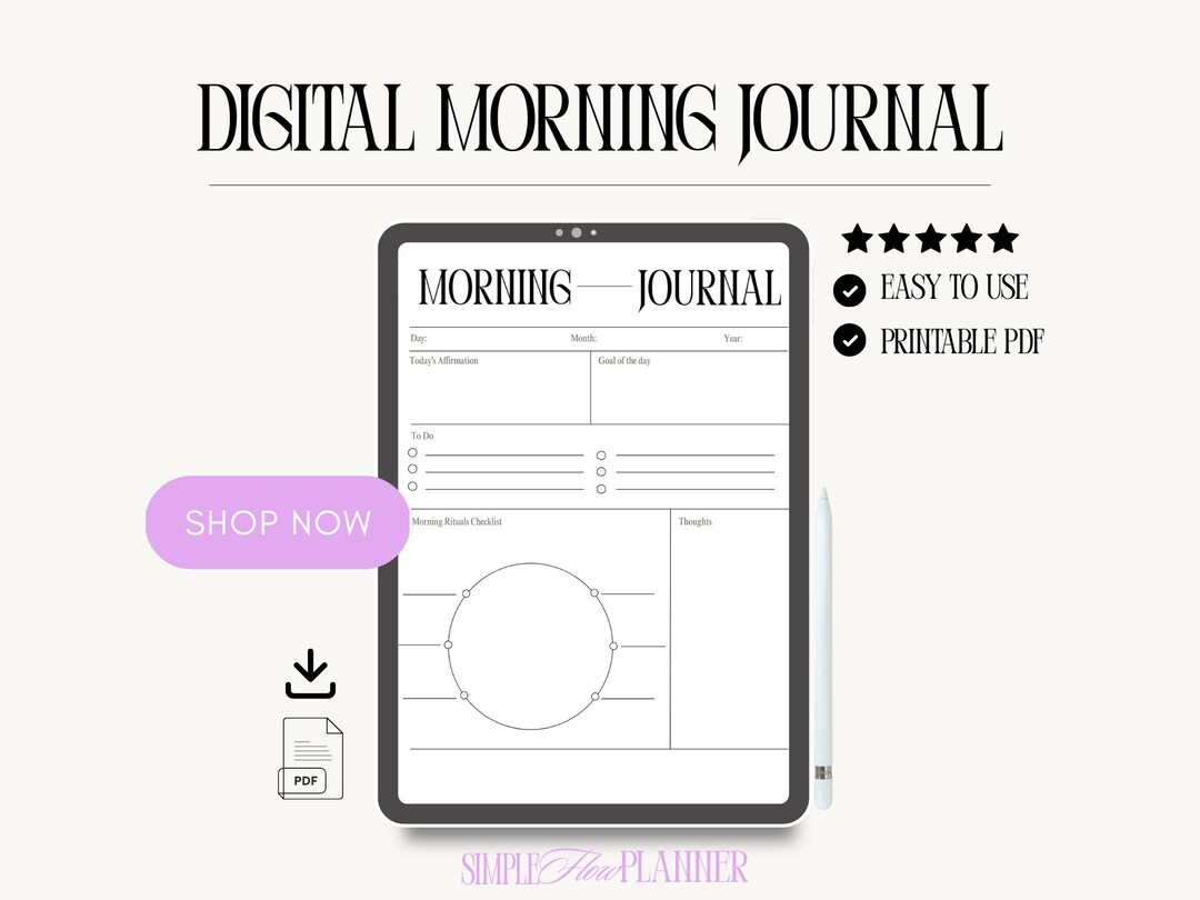 Morning Routine Journal Printable, Daily Morning Planner PDF, Habit Tracker, Productivity ...
