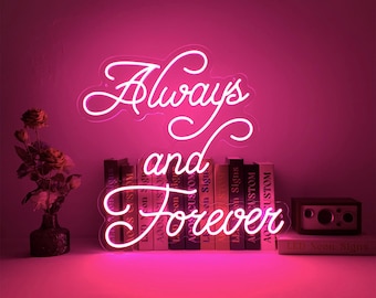 Always and Forever Neon Sign for Wedding Backdrop, Personalized LED Sign, Plug In or Battery Powered, 24" x 24"