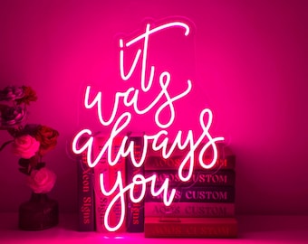 Personalized Wedding Neon Sign, Light Up Name LED Sign for Wall Décor, Bedroom, Wedding ( It Was Always You ) 20" x 24"