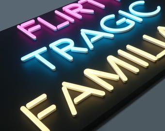 Custom LED Faux Neon Sign, Battery Operated, Plug-In or Hardwired, Mounted on Custom Color Backboard