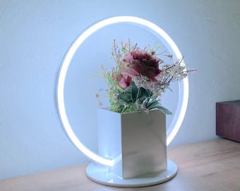 Custom LED Neon Ring Centerpiece with Vase, AA Battery Powered or Plug-in