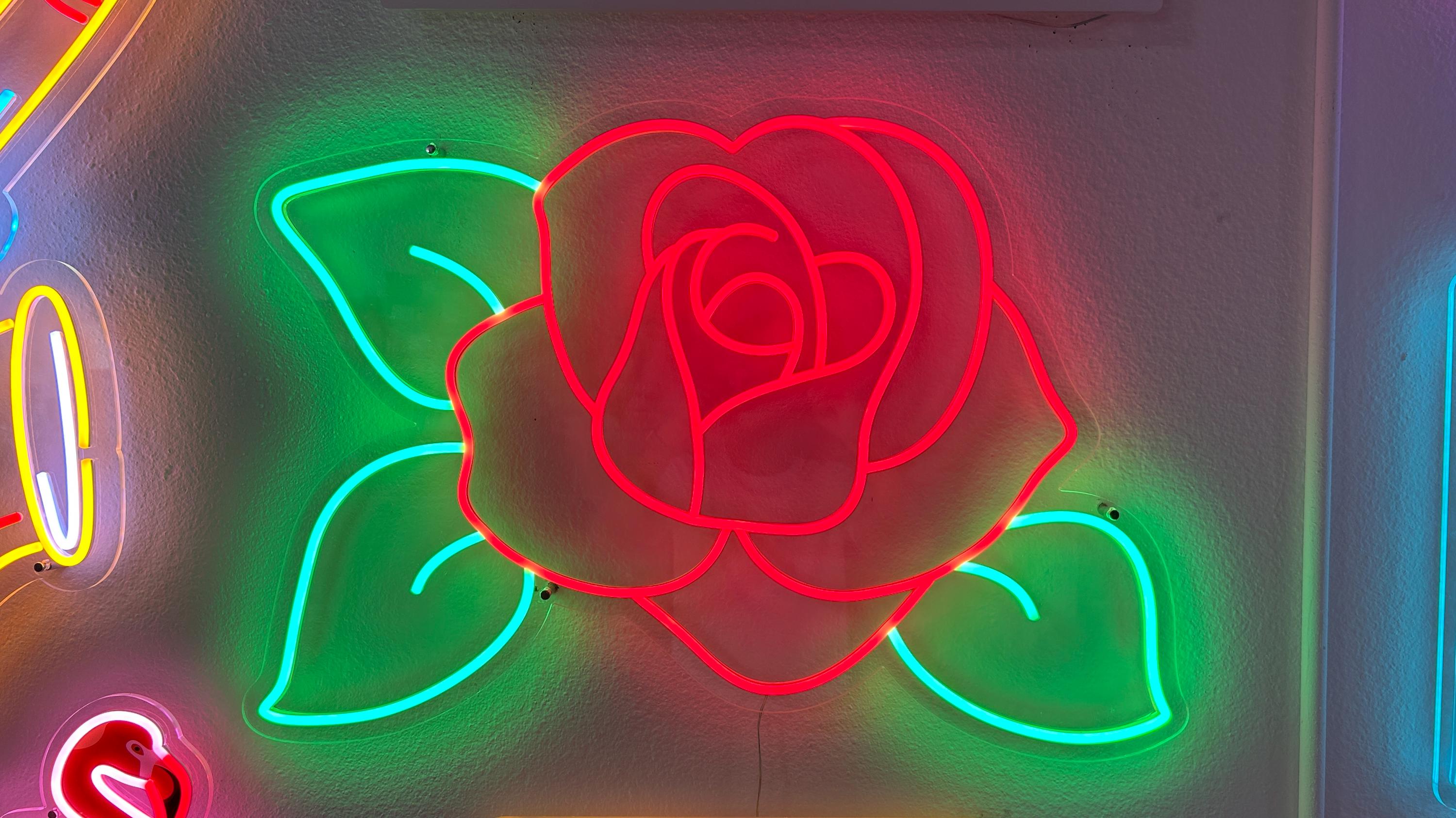 Rose Personalized LED Neon Signs, Plug In or Battery Powered, 30“x20"