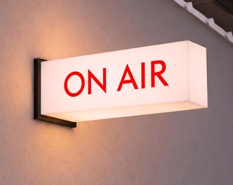 Double Sided ON AIR Sign, Perpendicular Side Mount LED Studio Light, Flag Mounted Recording Warning Light Up Box Sign