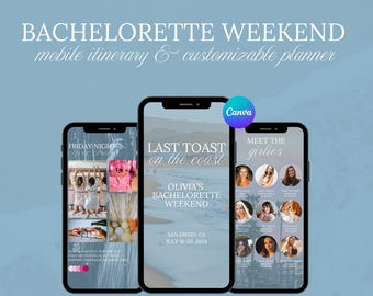 Customizable Bachelorette Itinerary, Digital Bachelorette Planner, Mobile Bachelorette Party Itinerary, Canva Template, Digital Download