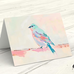 Östliche Drossel Grußkarte | Pastell Strand Grußkarte | Küsten Einladungen | Nachricht anpassen oder innen leer | Vogel Karten & Umschläge