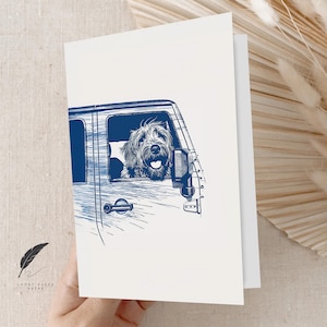 Doodle Reitschrotflinte | Niedliche Hund Grußkarte | Nachricht anpassen oder innen leer | Grußkarte mit Tiermotiv & Umschläge | Vielen Dank, dass Sie stationär sind