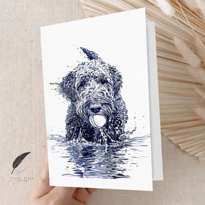 Whidel Hund Spielend Apportieren | Niedliche Hund Grußkarte | Nachricht anpassen oder innen leer | Grußkarte mit Tiermotiv & Umschläge | Vielen Dank, dass Sie stationär sind