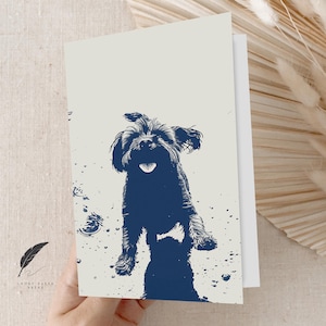 Bordure souriante Tzu | Carte de voeux mignonne de chien | Message personnalisé ou blanc à l'intérieur | de correspondance et enveloppes Animal | Merci Papeterie