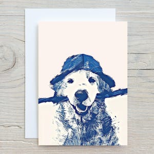Happy Dog dans le chapeau | Carte de voeux mignonne de chien | Personnalisez le message ou l'espacez à l'intérieur | de correspondance et enveloppes Animal | Ensemble de papeterie Merci