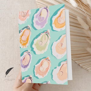 Oyster Shells Greeting Card | Sea Shell Greeting Card | Thank You | Customize Message Or Blank Inside | Pastel Note Card & Envelopes