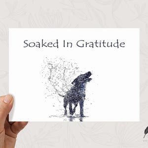 de remerciements pour chien de griffonnage | trempés de gratitude | carte de correspondance mignonne de chien | Personnalisez le message ou laissez le champ vide |  Carte de remerciement animal