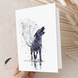 Boisson fouettée humide pour chien Doodle | Carte de voeux mignonne de chien | Personnalisez le message ou l'espacez à l'intérieur | de correspondance et enveloppes Animal | Merci Papeterie