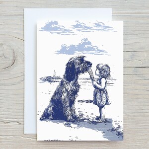 chien de plage reçoit un cornet de crème glacée | Carte de voeux mignonne de chien | Personnalisez le message ou l'espacez à l'intérieur | de correspondance et enveloppes Animal | Merci
