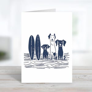 Pose lunatique de chien de plage | Carte de voeux mignonne de chien | Message personnalisé ou blanc à l'intérieur | de correspondance et enveloppes Animal | Merci