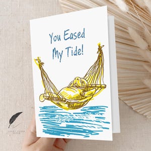Manatee Greeting Card | You Eased My Tide | Adorable Sea Life Greeting Card | Customize Message Or Blank Inside | Animal Note Card Envelope