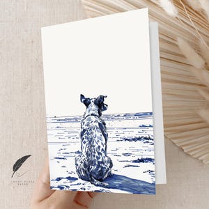 Australian Cattle Dog Auf Strand | Niedliche Hund Grußkarte | Nachricht anpassen oder innen leer | Grußkarte mit Tiermotiv & Umschläge | Ich denke an Dich