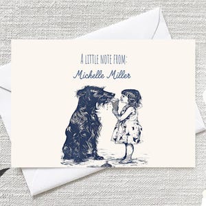 Tarjeta personalizada con perro feliz que recibe helado / Nota con nombre personalizado / Tarjeta divertida de playa costera / Papelería de agradecimiento para perros / Sobres para tarjetas