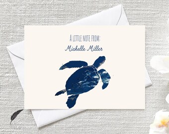 Biglietto personalizzato con tartaruga marina / Biglietto con nome personalizzato / Carta di ringraziamento con tema costiero / Carta per biglietti con tartaruga tropicale / Biglietti e buste