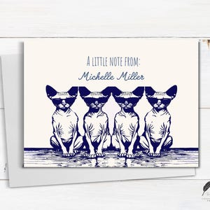 Sphynx Cats In Shades | Gepersonaliseerde naamkaart | Aangepaste notitie | Coastal bedankje briefpapier | Katachtige kat notitiepapier | Kaarten en enveloppen