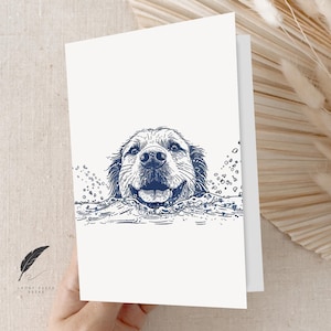Glücklicher Hund im Sand | Strand-Hund Karte | Niedliche Hund Grußkarte | Nachricht anpassen oder innen leer | Grußkarte mit Tiermotiv & Umschläge | Vielen Dank