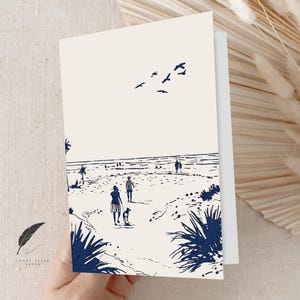 Einfache Strand-Tageskarte |  Strand Hund Ausführer | Niedliche Hund Grußkarte | Nachricht anpassen oder innen leer | Tier Grußkarte & Umschläge