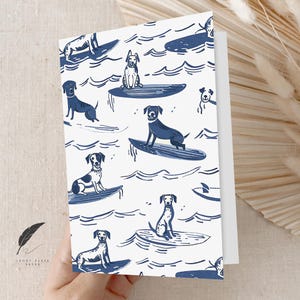 Dog Days Vintage Hunde Surfen | Niedliche Hund Grußkarte | Nachricht anpassen oder innen leer | Grußkarte mit Tiermotiv & Umschläge | Vielen Dank