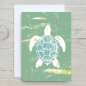 Schwimmen Meeresschildkröte Karte | Küsten Briefpapier | Schildkröte Danke | Nachricht anpassen oder innen leer | Niedliche Sea Life Note | Karte & Umschläge