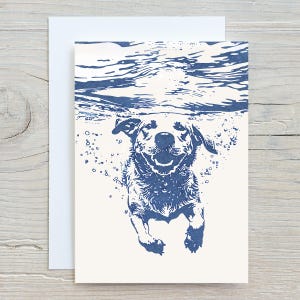 Strand Labrador unterwasser | Niedliche Hund Grußkarte | Nachricht anpassen oder innen leer | Grußkarte mit Tiermotiv & Umschläge | Vielen Dank, dass Sie stationär sind