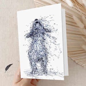 Wunderlicher nasser Hund schütteln | Niedliche Hund Grußkarte | Nachricht anpassen oder innen leer | Grußkarte mit Tiermotiv & Umschläge | Vielen Dank, dass Sie stationär sind