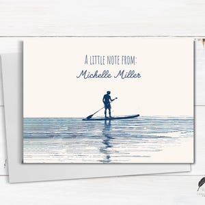 Gepersonaliseerde paddlesurfen op zee | Naam notitiekaart | Coastal bedankje briefpapier | Paddle Board aangepast notitiepapier | Kaarten en enveloppen