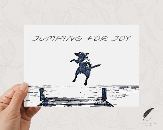Jumping for Joy Happy Dock Dog Thank You Card Cute Lake Dog