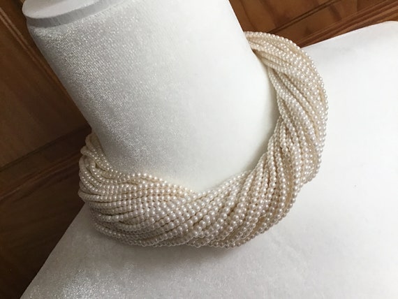 Pearl necklace, draping pearl necklace, cream pea… - image 8