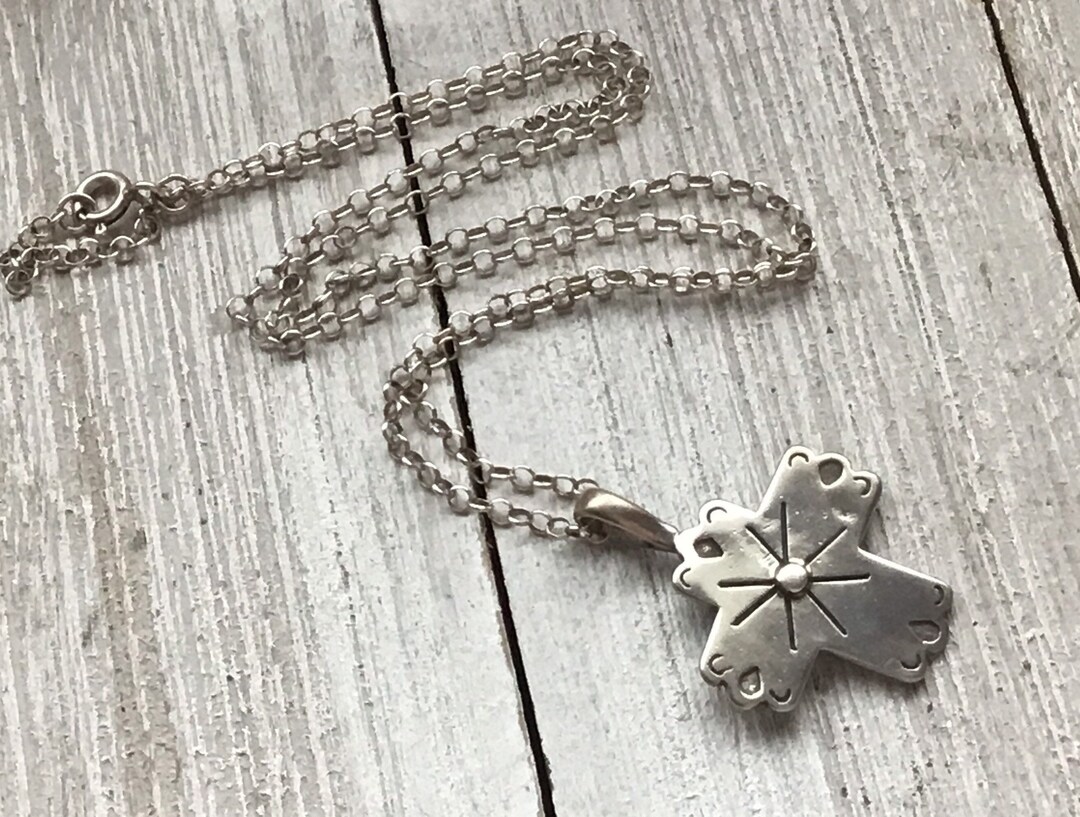 Chunky Cross Necklace Large Big Bold Sterling Silver Cross Etsy