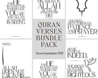 7 Quran Verses Bundle Pack -Quran Quotes, Motivational Islamic Quotes,Islam Posters Wall Decor, Islamic Digital Art,Quran Verses,Art Prints
