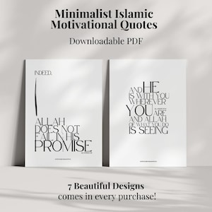 Puede incluir: Dos citas isl&aacute;micas minimalistas y motivacionales en texto negro sobre fondo blanco. La primera cita dice "EN VERDAD. ALLAH NO FALLA EN SU PROMESA." La segunda cita dice "Y &Eacute;L EST&Aacute; CONTIGO DONDE QUIERA QUE EST&Eacute;S Y ALLAH VE LO QUE HACES."