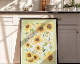 Impresión de cita coránica con arte de pared islámico de girasol/caligrafía árabe de Surah Ayah/decoración de carteles musulmanes/regalo islámico para ella