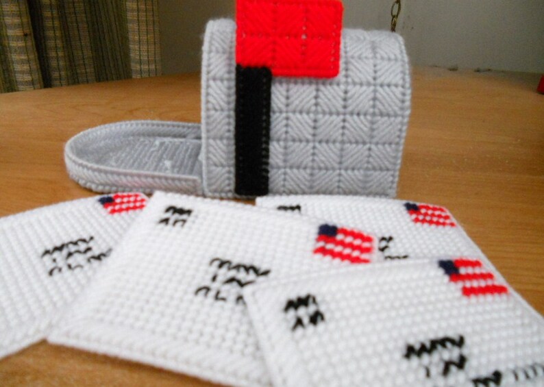 Plastic Canvas Mailbox With 4 Coasters Etsy