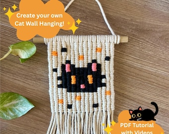 PDFチュートリアル（動画付き） - 猫のマクラメ壁掛け