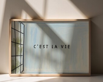 C'est La Vie Print | Blue Coastal Wall Art (Digital Download)