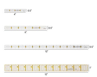 Acrylic Patchwork Quilting Ruler 4", 6" or 12"| Non Slip Clear Sewing Ruler for Clothing, Fabric Cutting, and Crafts