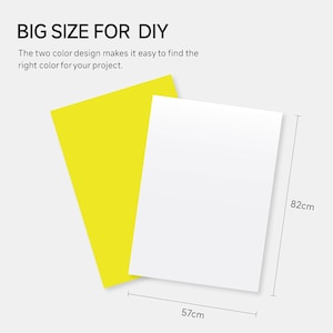 May include: Two sheets of paper, one yellow and one white, measuring 57 inches by 82 inches.  The two color design makes it easy to find the right color for your project.