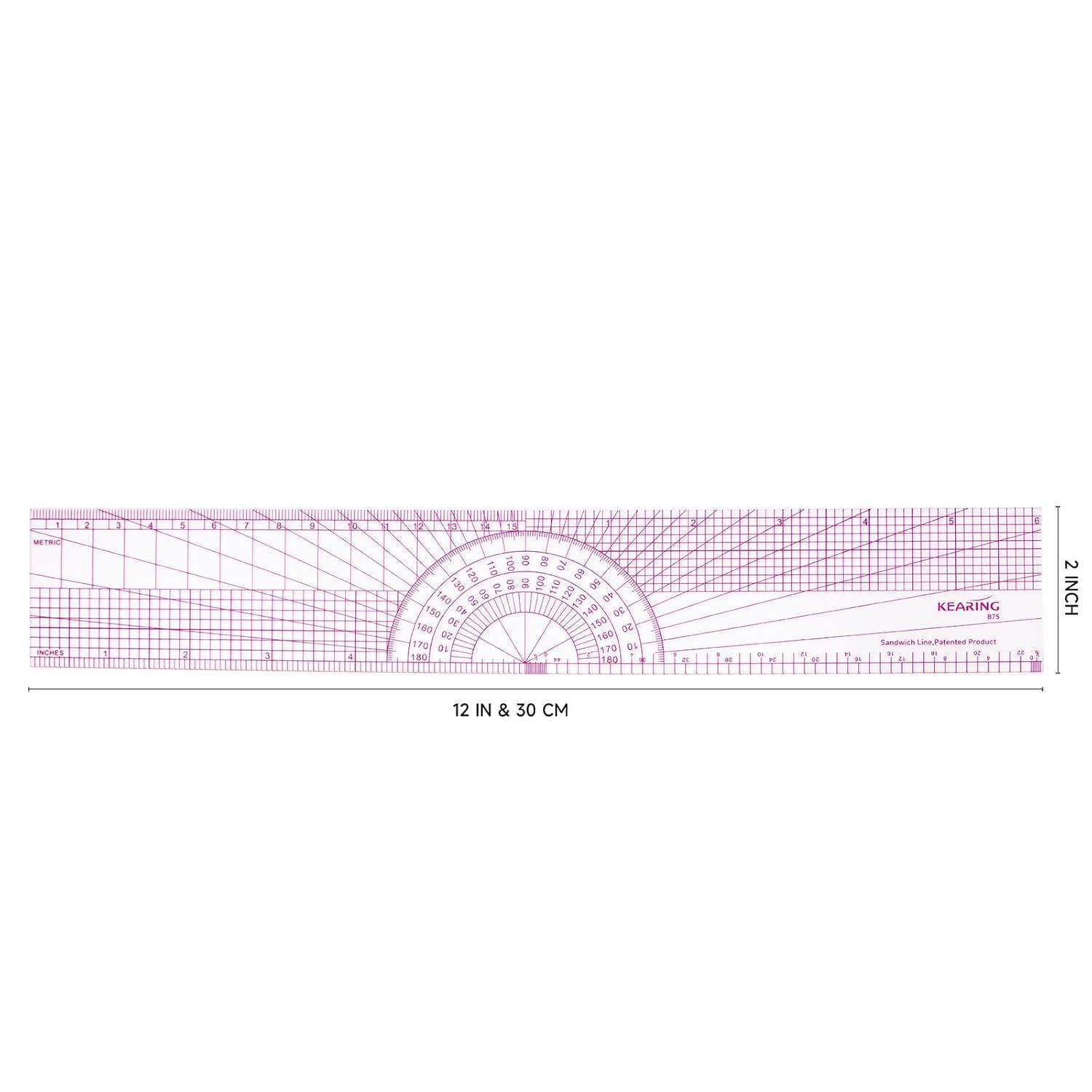 Kearing® Clear Pattern Grading Ruler, Dual Scale Sewing Graph Ruler for ...