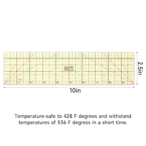 Kearing Hot Hem Ruler for Sewing, Patented Heat Resistant Non-Slip Hot Ironing Ruler to Measure, Mark, Fold, Press with Dry or Steam Iron
