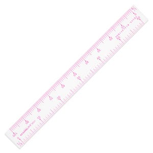 May include: A clear, transparent ruler with pink markings and numbers. The ruler is marked in inches and centimeters, with measurements up to 100. The text "KEARING 8501" is printed on the ruler.