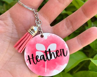 Personalized Red Aspen Keychain: Custom Team Member Gift